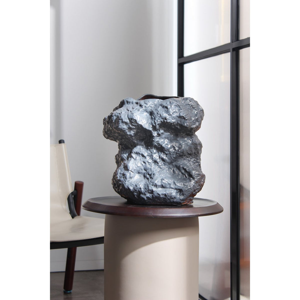 Keramische vaas m. look van rock, trendy natuurlijk design.CHU32ZW