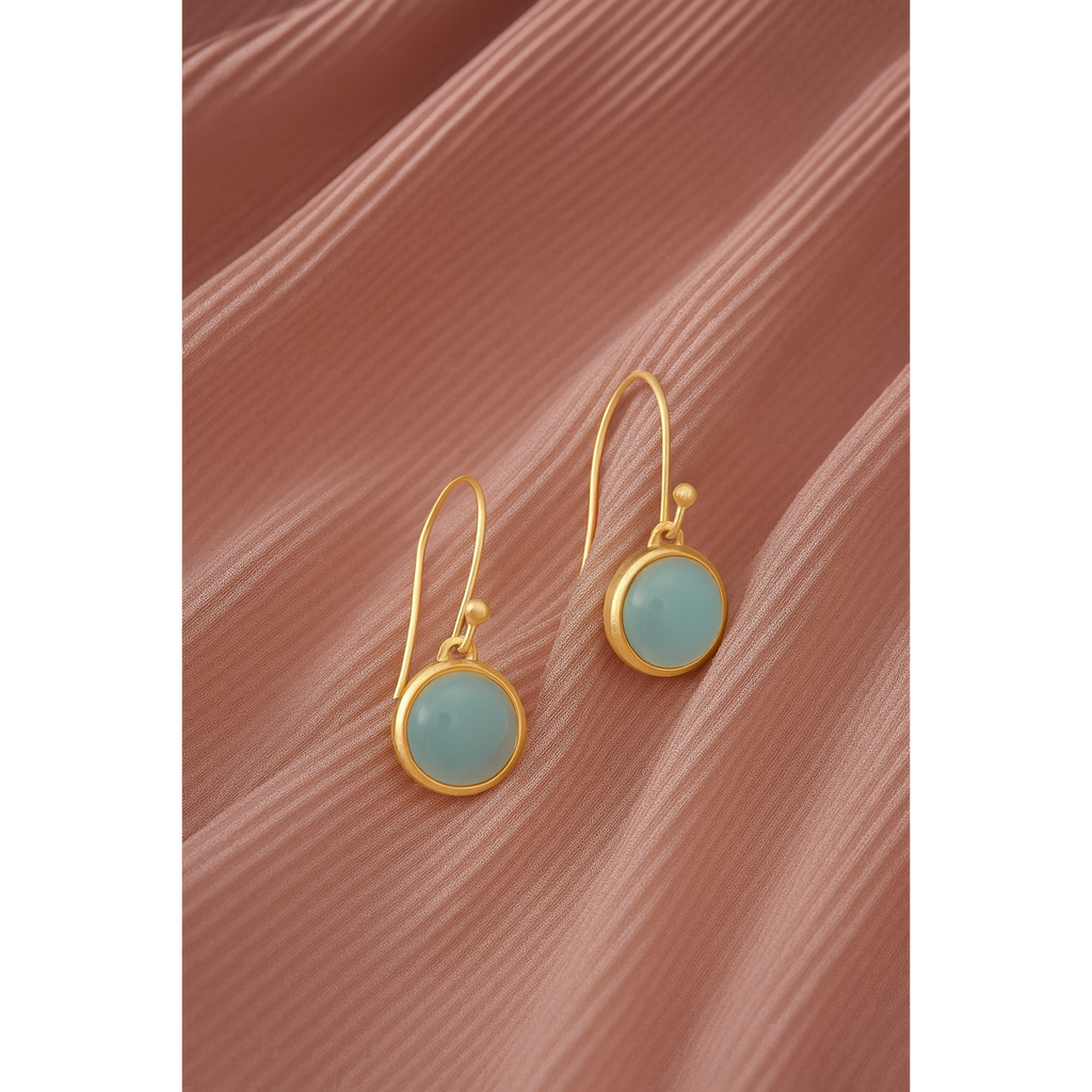 Noa Oorbellen met Aqua Chalcedoon – Verguld Sterling Zilver