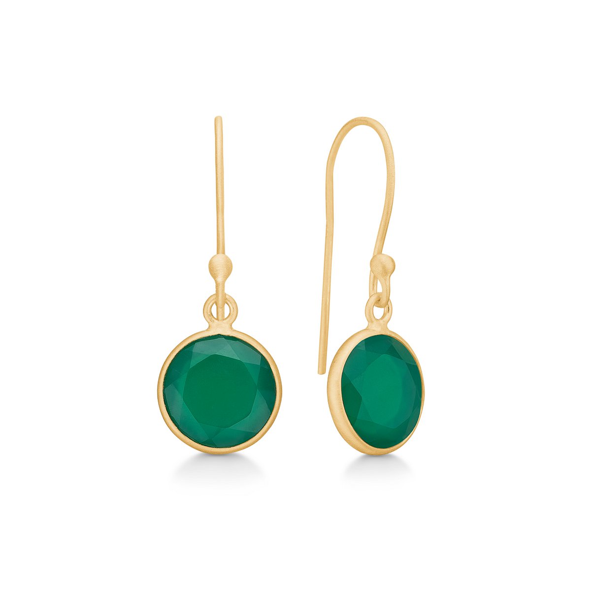 Cat Oorbellen met Groene Onyx – Verguld Sterling Zilver