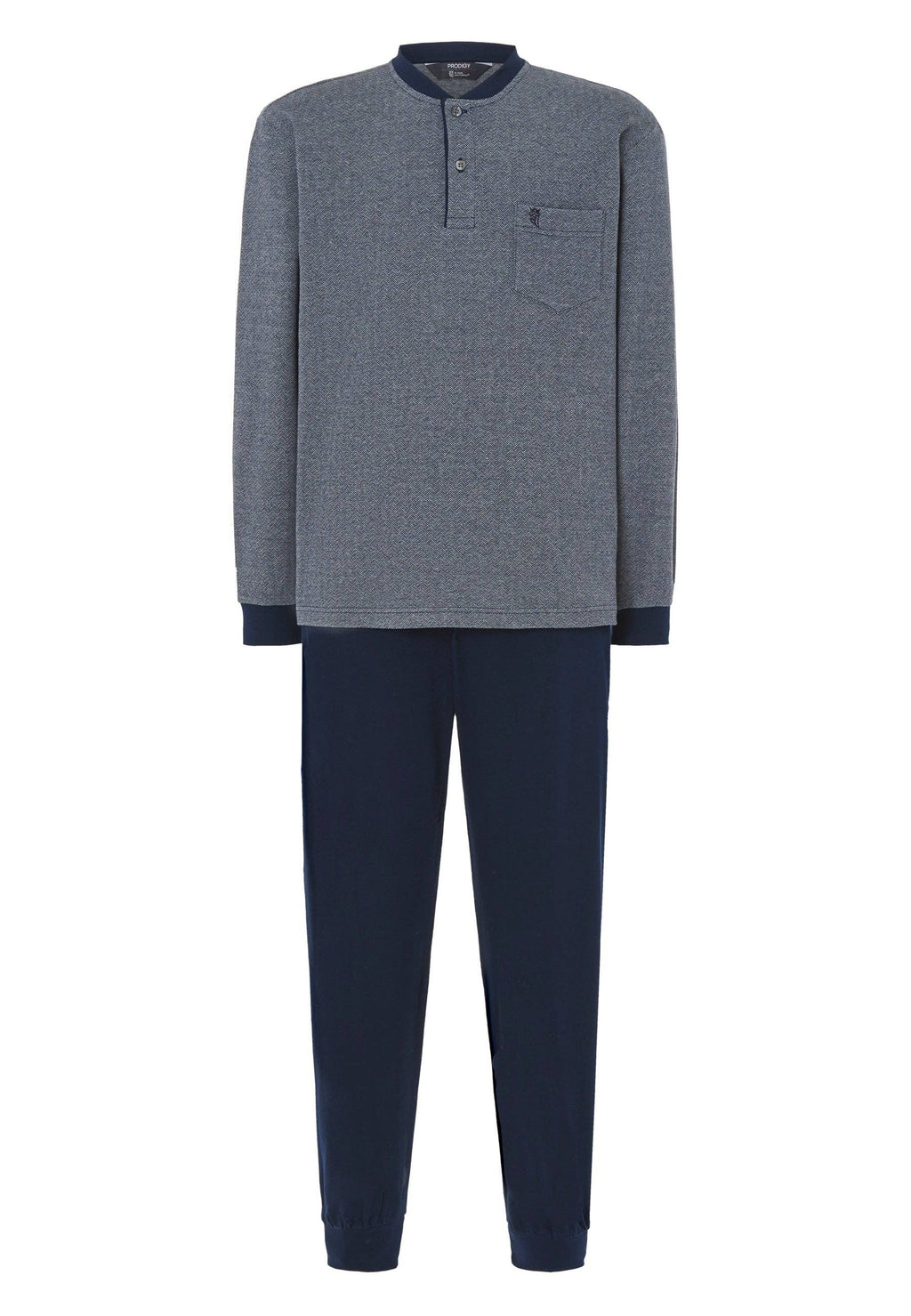 Premium gewatteerde winterpyjama voor heren – donkerblauw