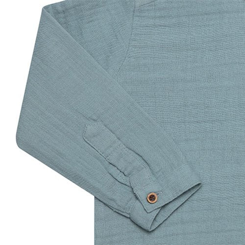 Biologisch mousseline kindershirt met lange mouwen – aqua