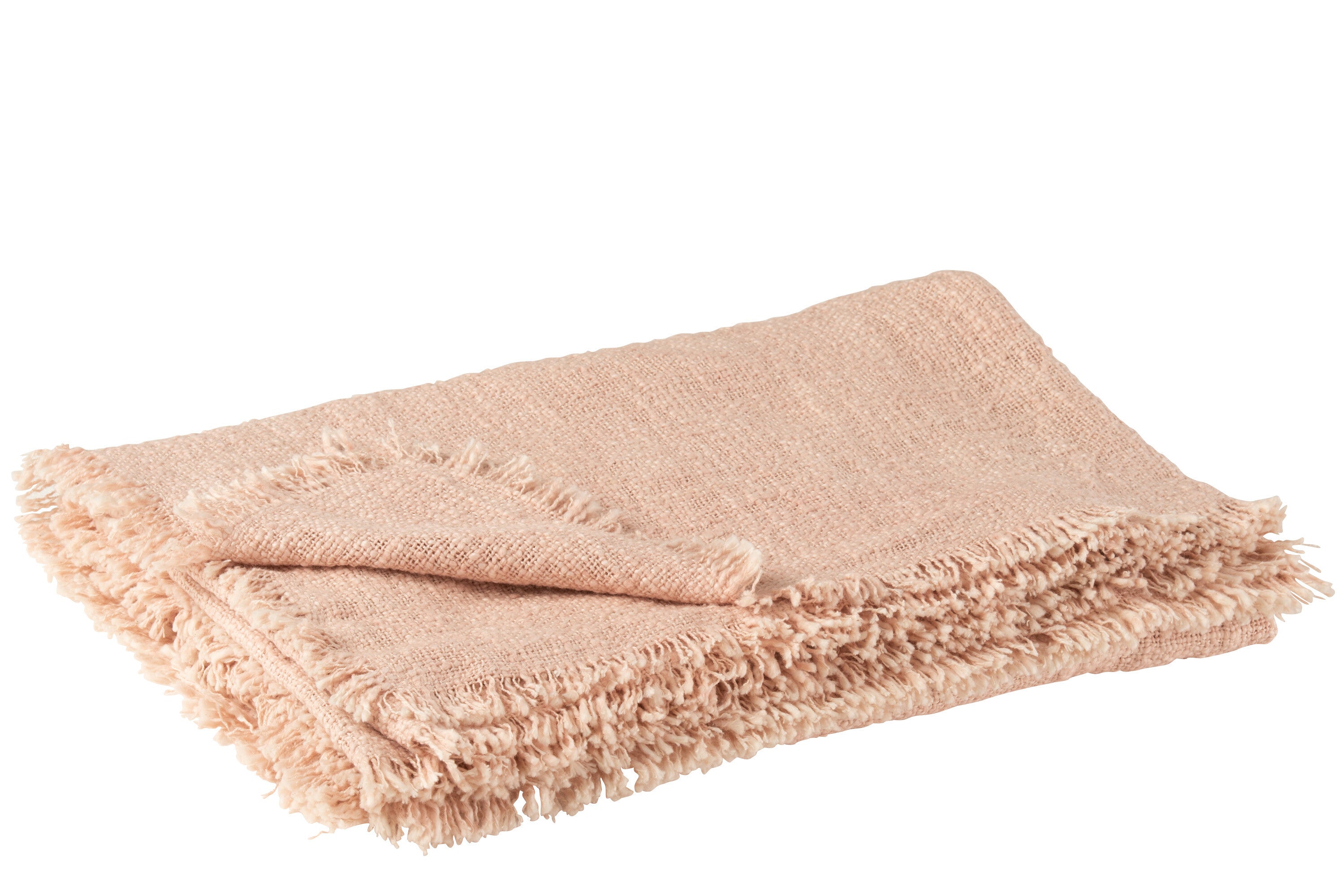 J-Line Plaid Franje – Lichtroze (130 × 170 cm)