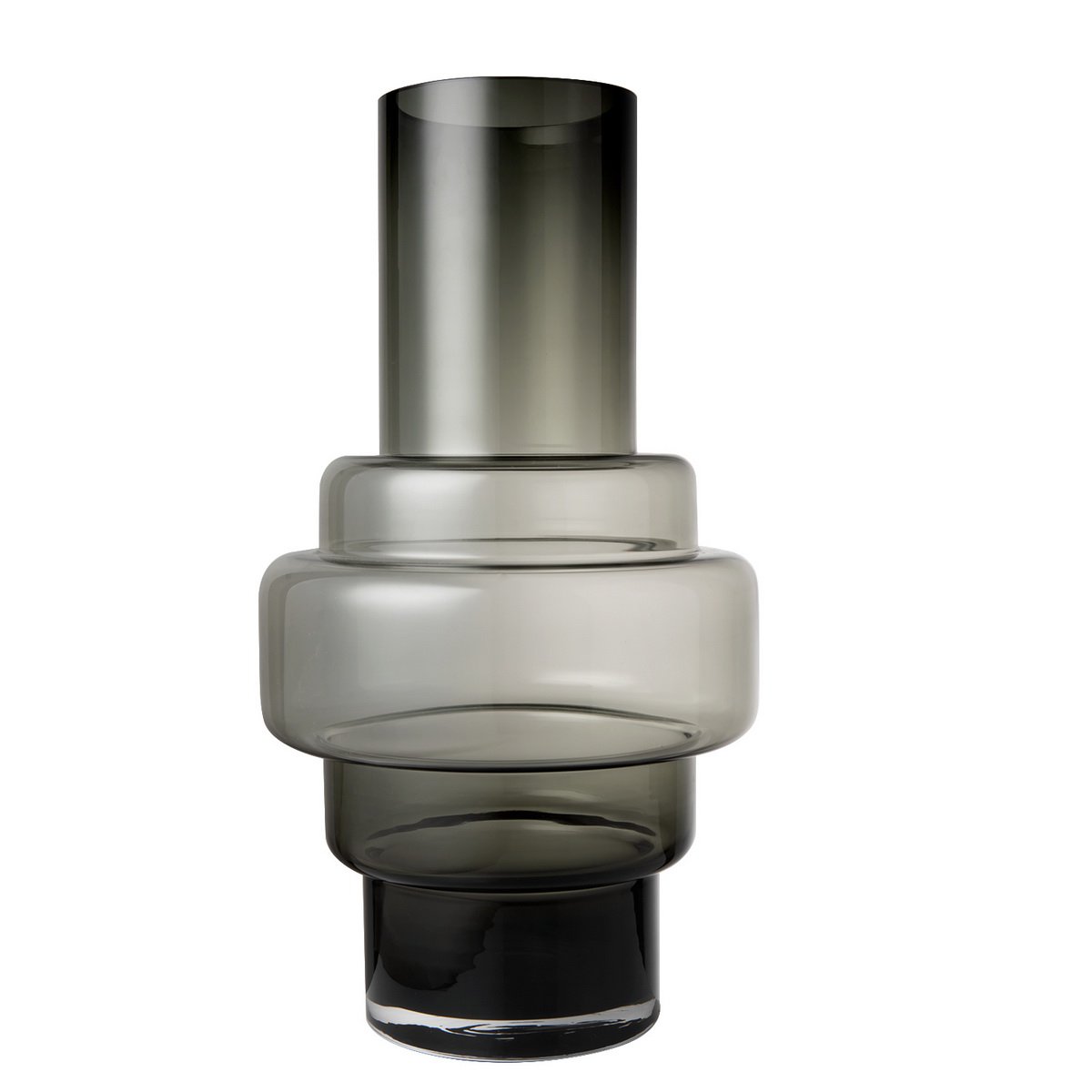 TYLER 46 GR – XL Art Deco Designvaas in Helder Grijs Glas (46 cm)