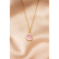 CAT Ketting met Roze Chalcedoon 44 cm – Verguld Sterling Zilver