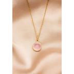 CAT Ketting met Roze Chalcedoon 44 cm – Verguld Sterling Zilver