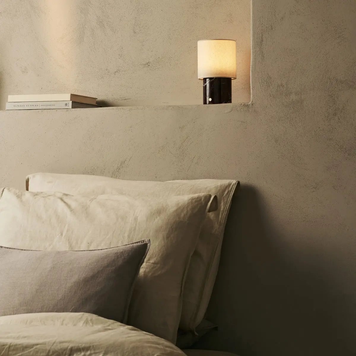 Dou Zwart – Nero Marquina Marmeren Oplaadbare Tafellamp | Dimbaar & verwisselbare lampenkap