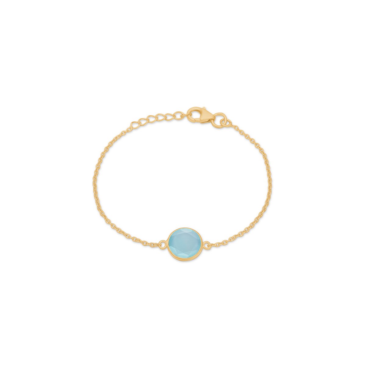 CAT Armband met Aqua Chalcedoon – Verguld Sterling Zilver