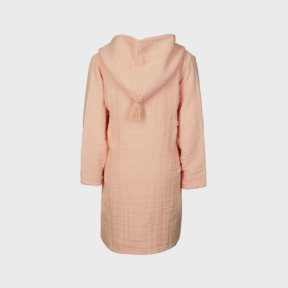 Biologische mousseline badjas met capuchon – zalm (7–8 jaar)