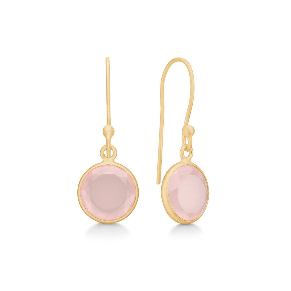 Cat Oorbellen met Roze Chalcedoon – Verguld Sterling Zilver
