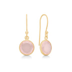 Cat Oorbellen met Roze Chalcedoon – Verguld Sterling Zilver
