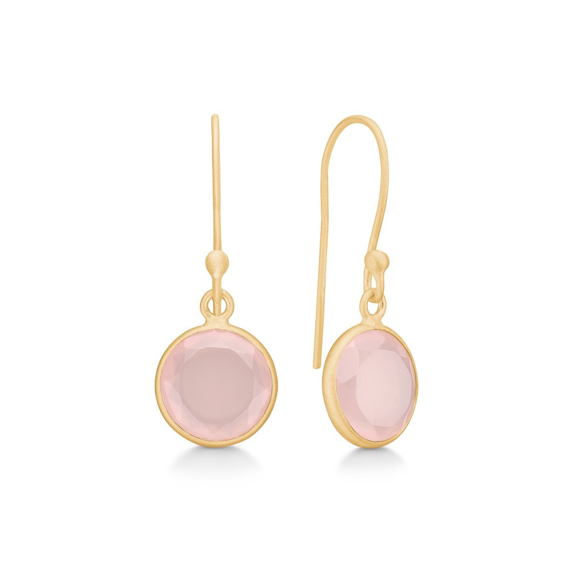 Cat Oorbellen met Roze Chalcedoon – Verguld Sterling Zilver