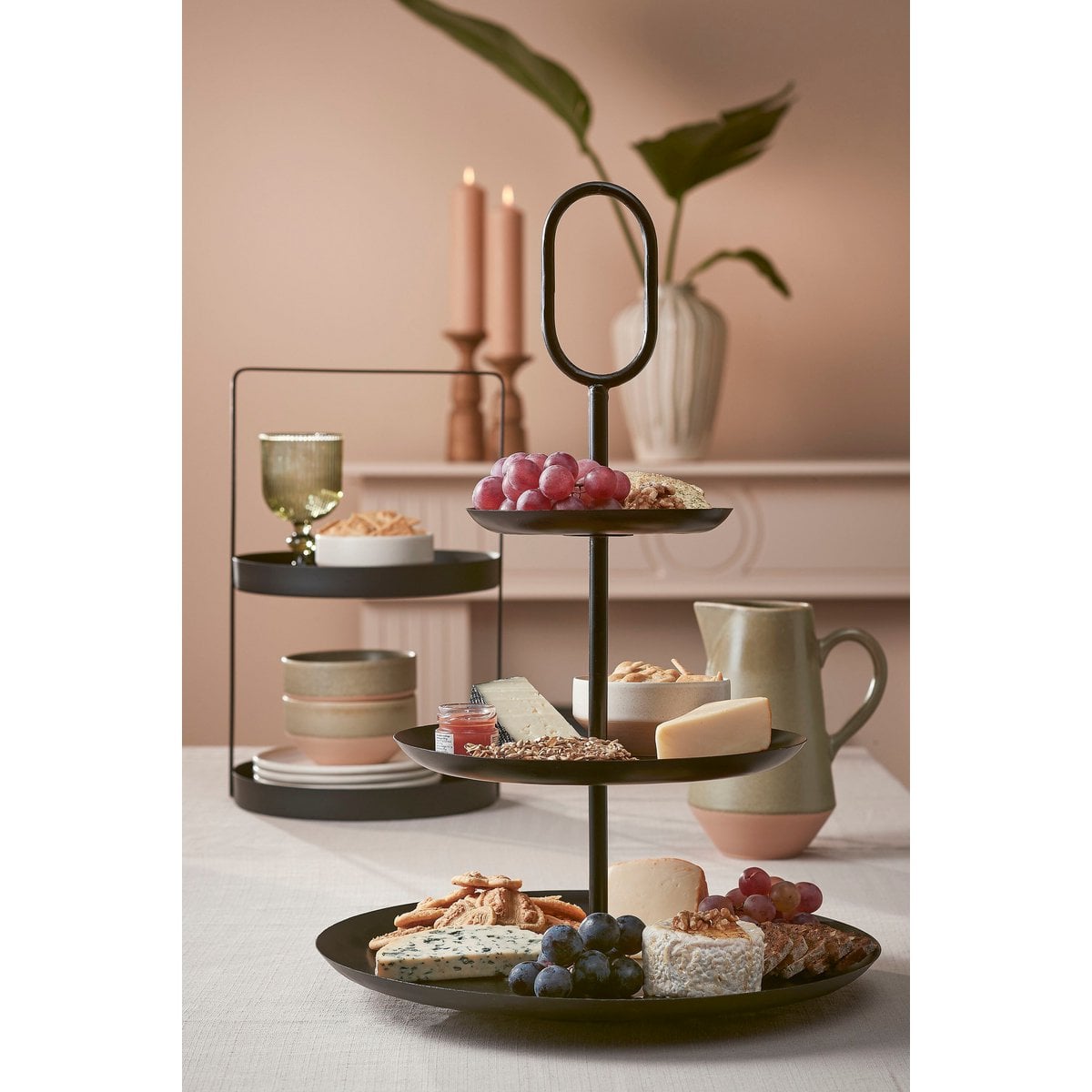 Etagère Zwart – 2-Laags Ø 25 x H 41 cm