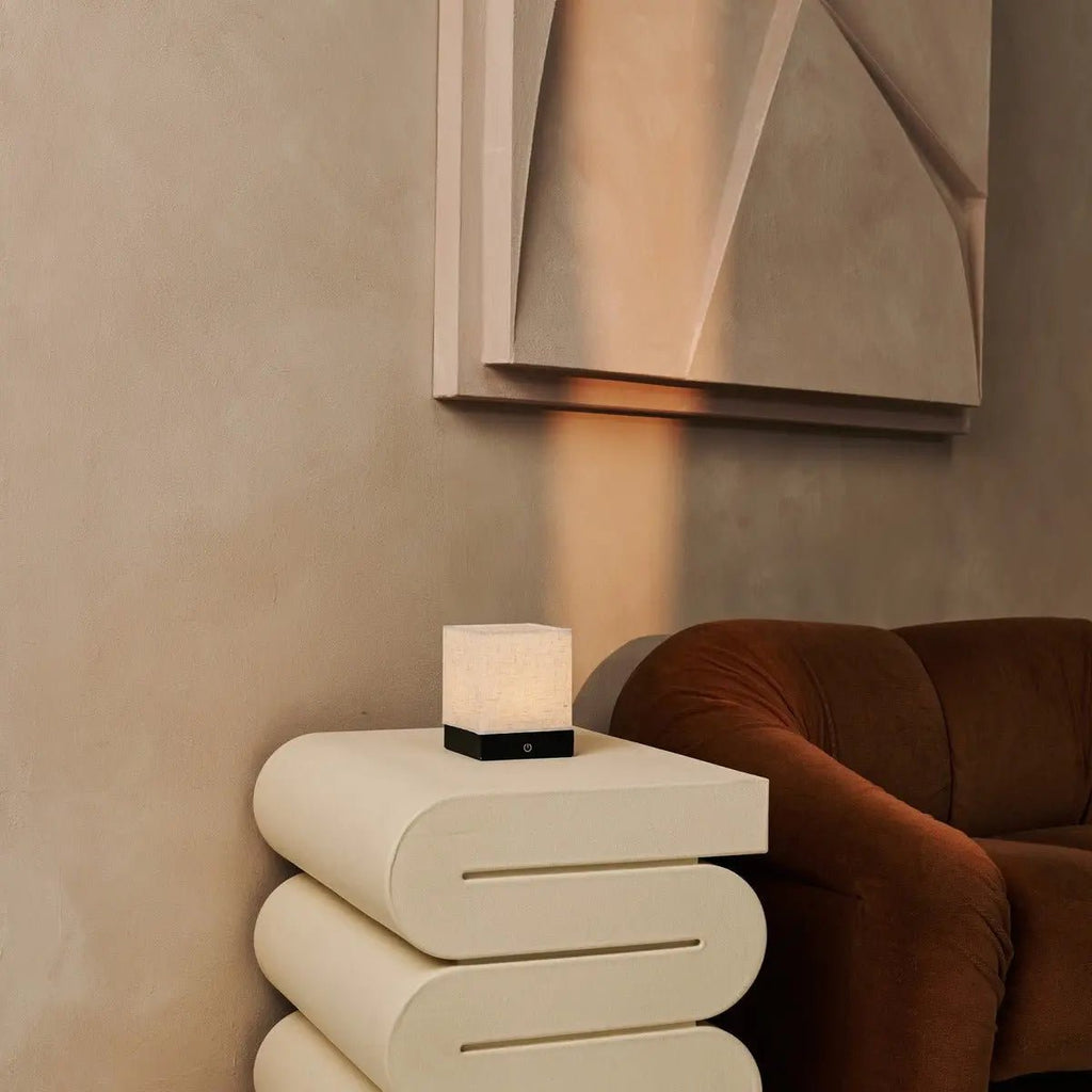 Zano Zwarte Draadloze Lamp met Batterij | Linnenmix, LED & 3 lichtmodi