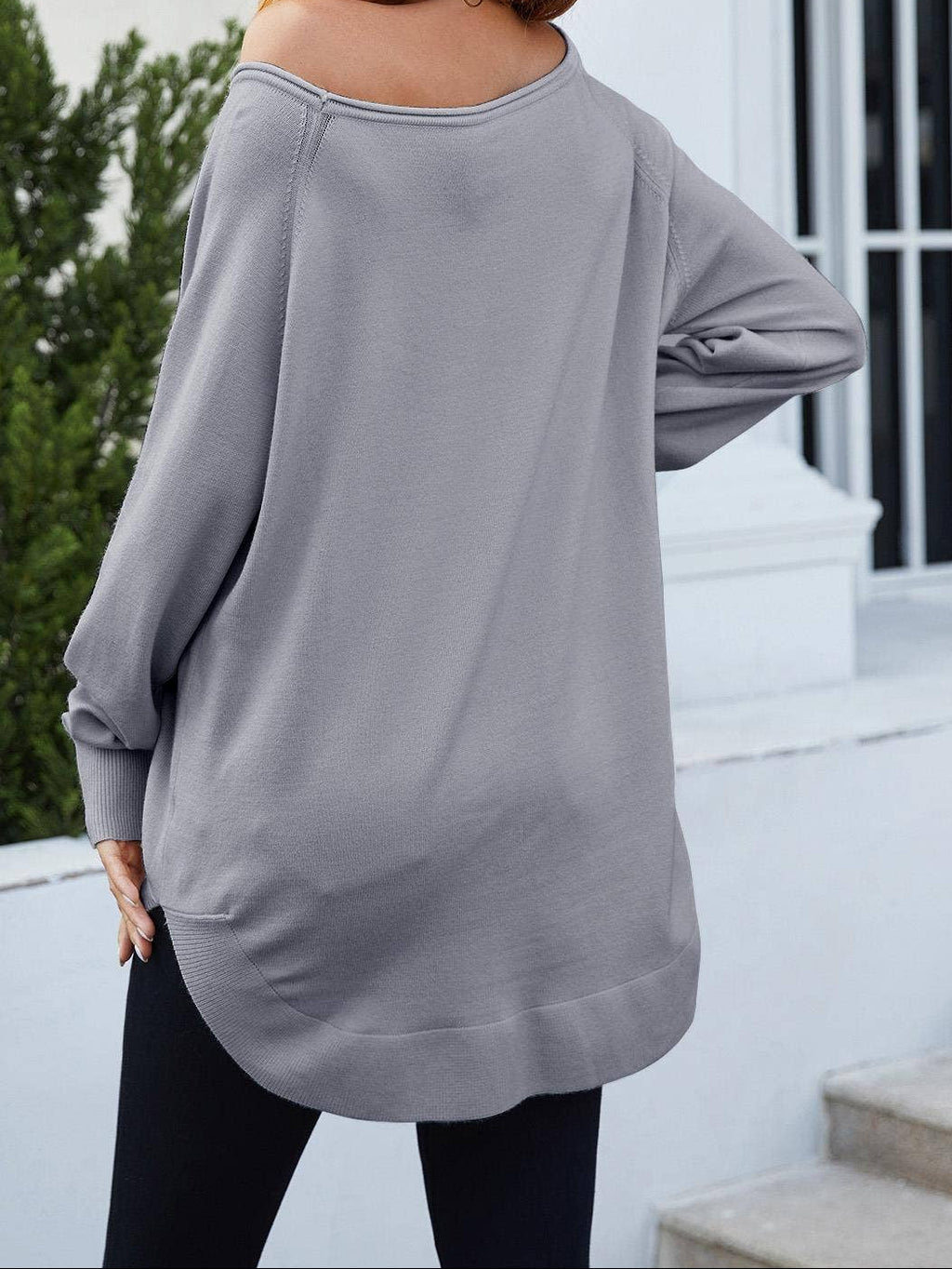 Zachte gebreide oversized damestrui – Grijs