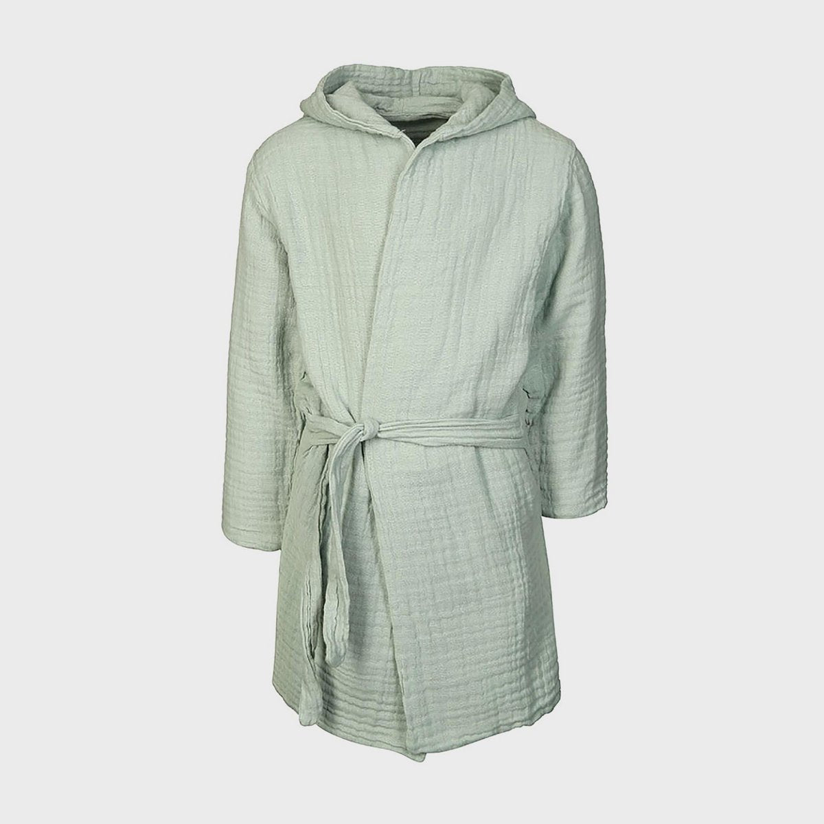 Biologische mousseline badjas met capuchon – mint (5–6 jaar)