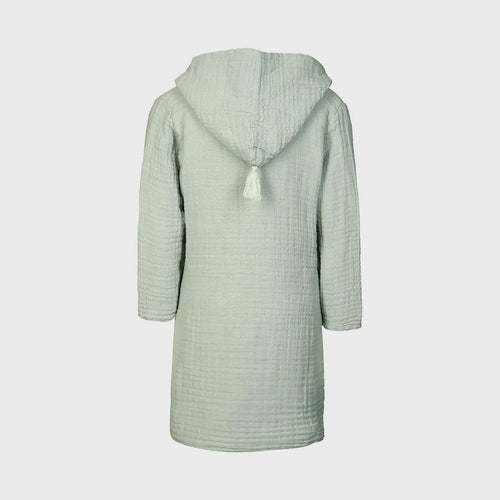 Biologische mousseline badjas met capuchon – mint (5–6 jaar)