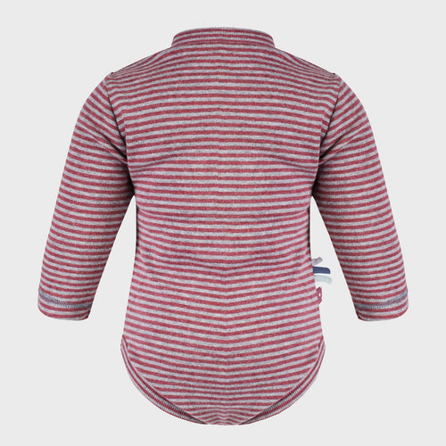 Biologische kimono body met lange mouwen – bordeaux gestreept