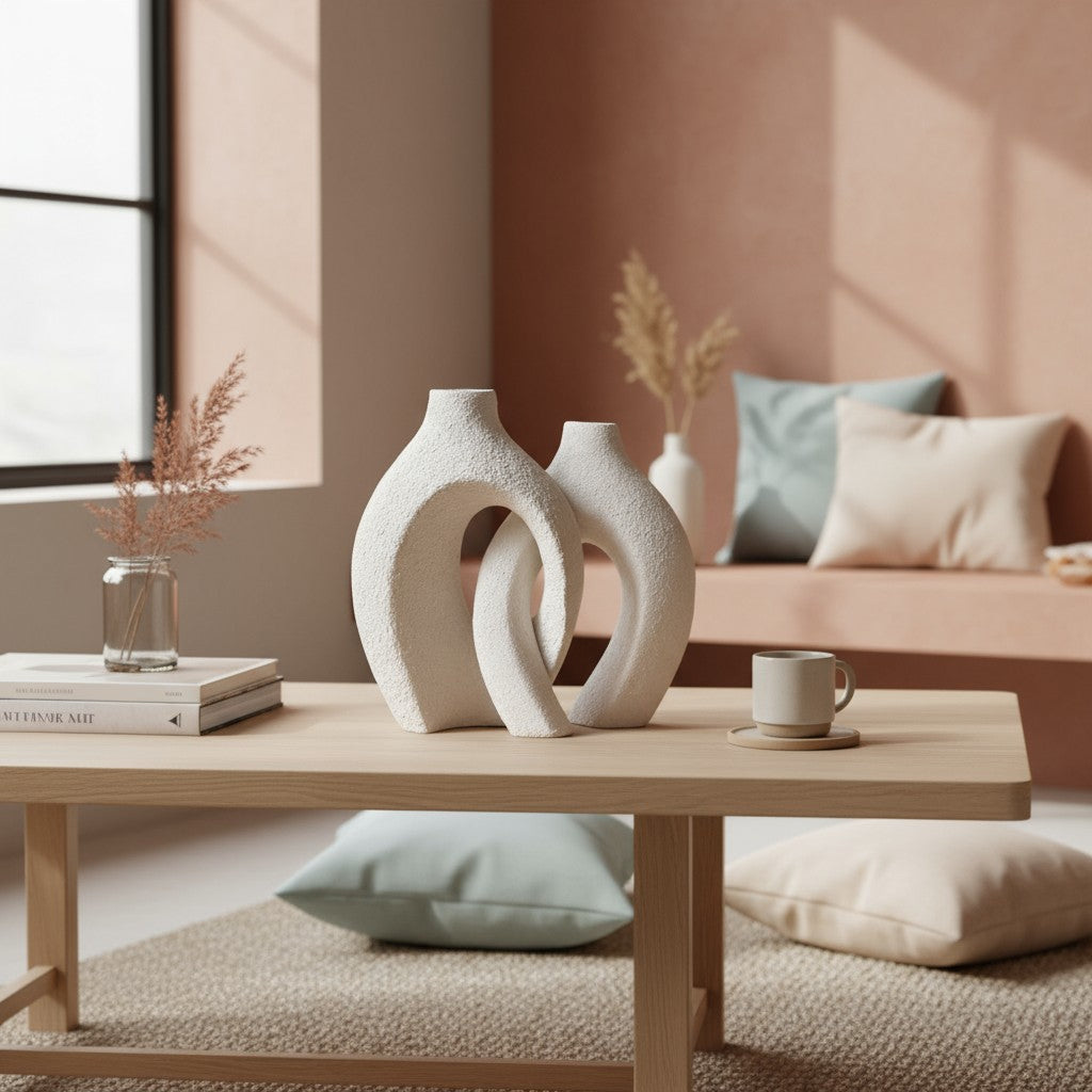 Philae Keramieken Vazen Duo – Wit | Handgemaakt Design