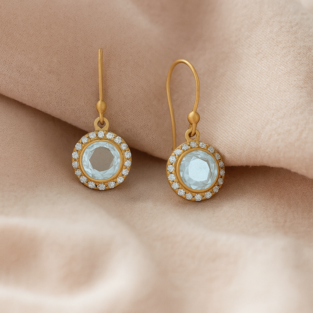 Daisy Oorbellen met Heldere Kwarts – Verguld Sterling Zilver