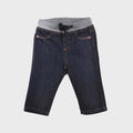 Biologische denim babybroek met ribtaille