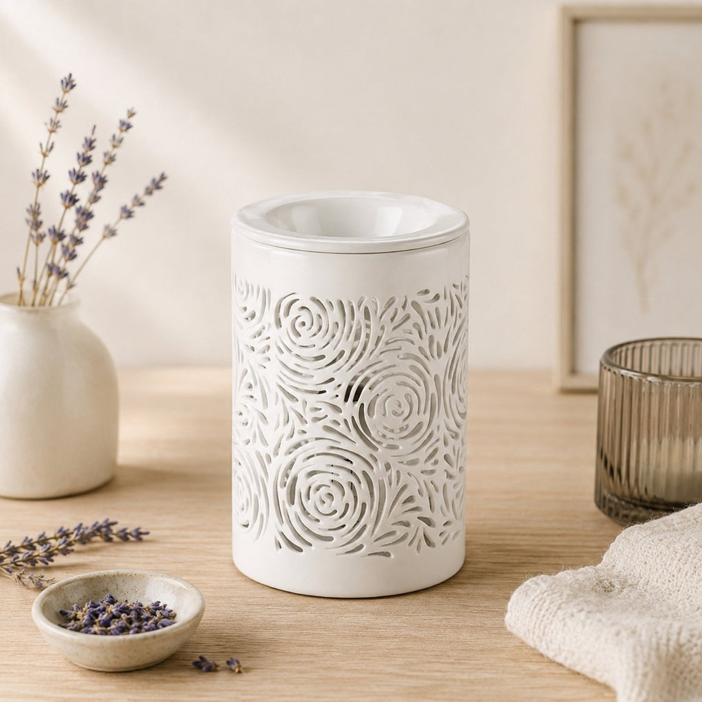 Zachte warmteverspreider – Calorya nr. 8 – van fijn porselein – sfeer- en diffusielamp – decoratie en cadeau-idee