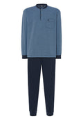 Premium gewatteerde winterpyjama voor heren – blauw