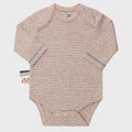 Biologische babyromper met lange mouwen – roze gestreept