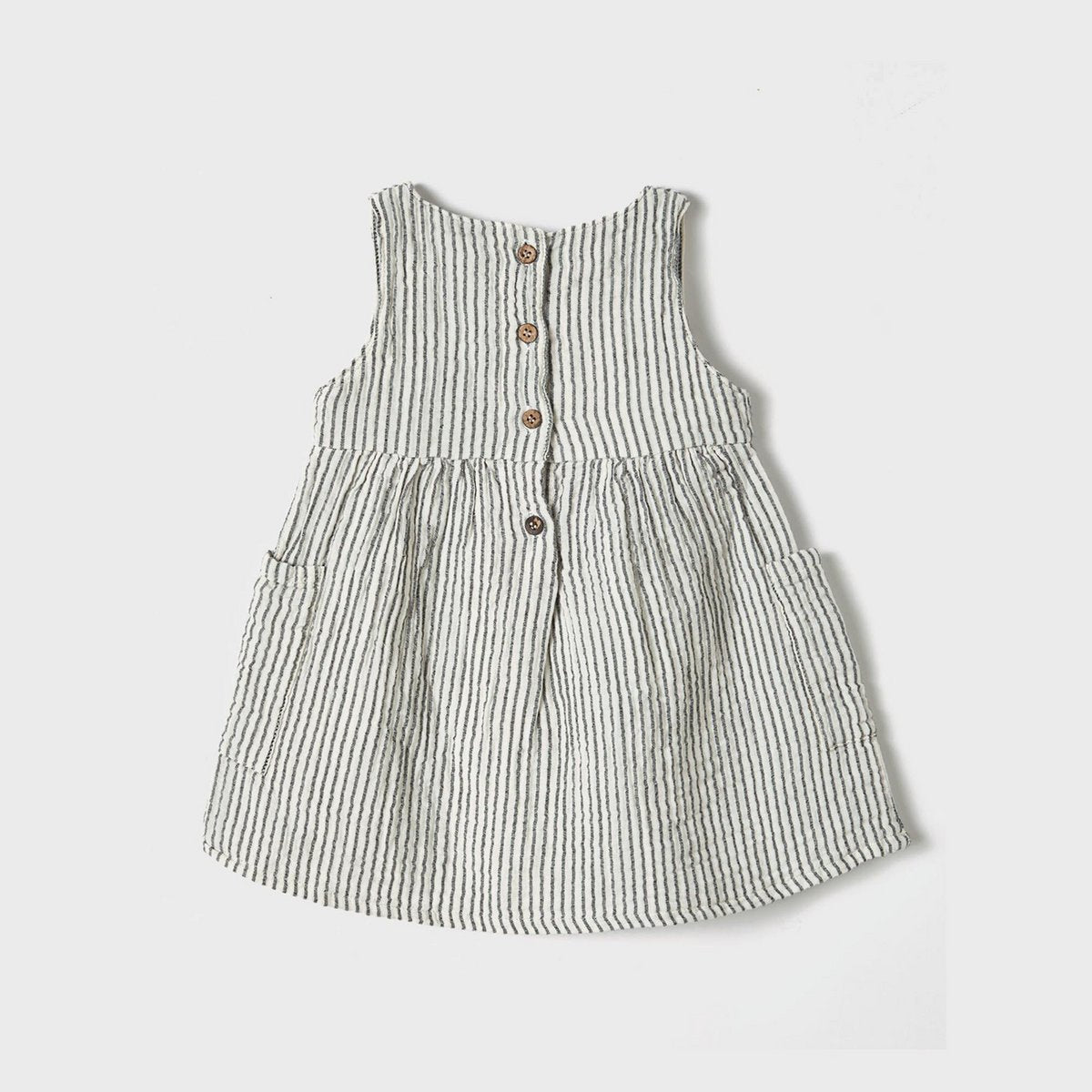 Mouwloze Jurk van Biologisch Mousseline met Zak – Grijs