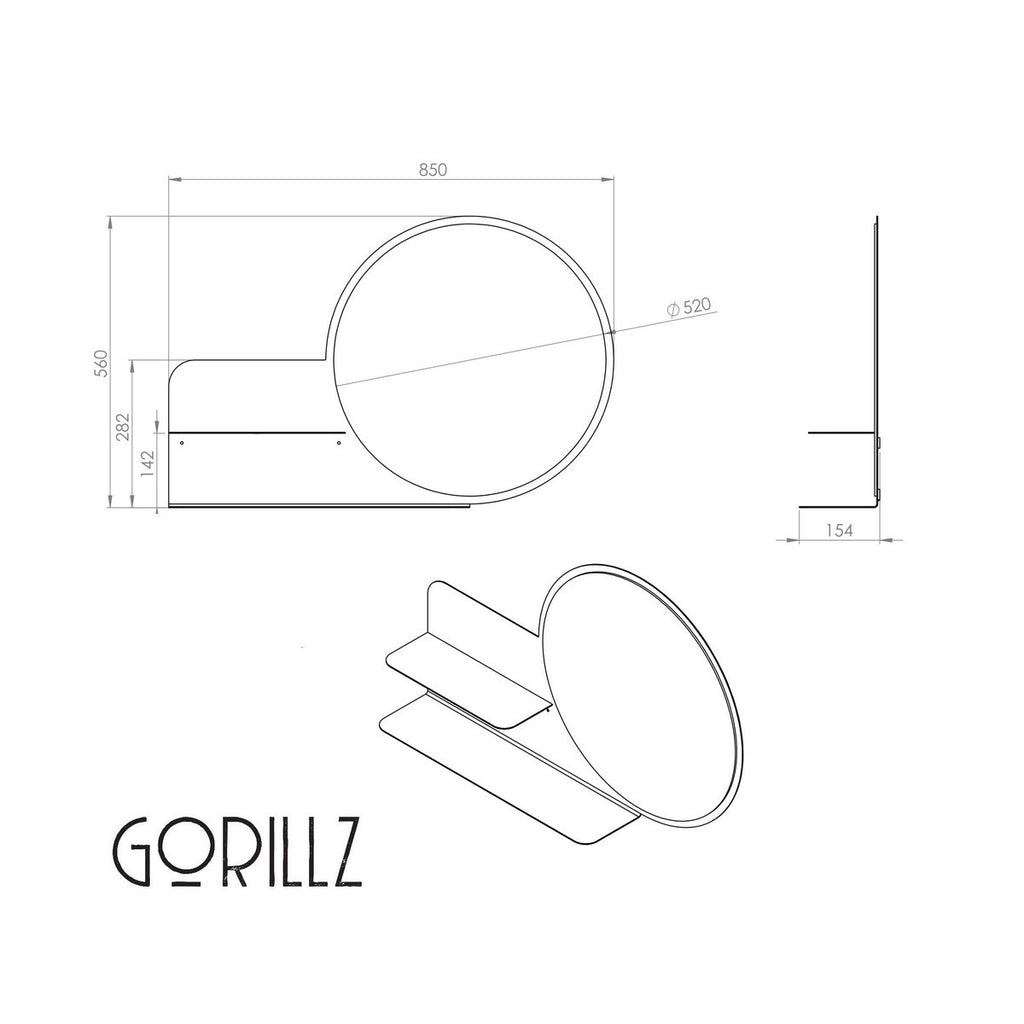 Gorillz Clever Wandspiegel – Zwart