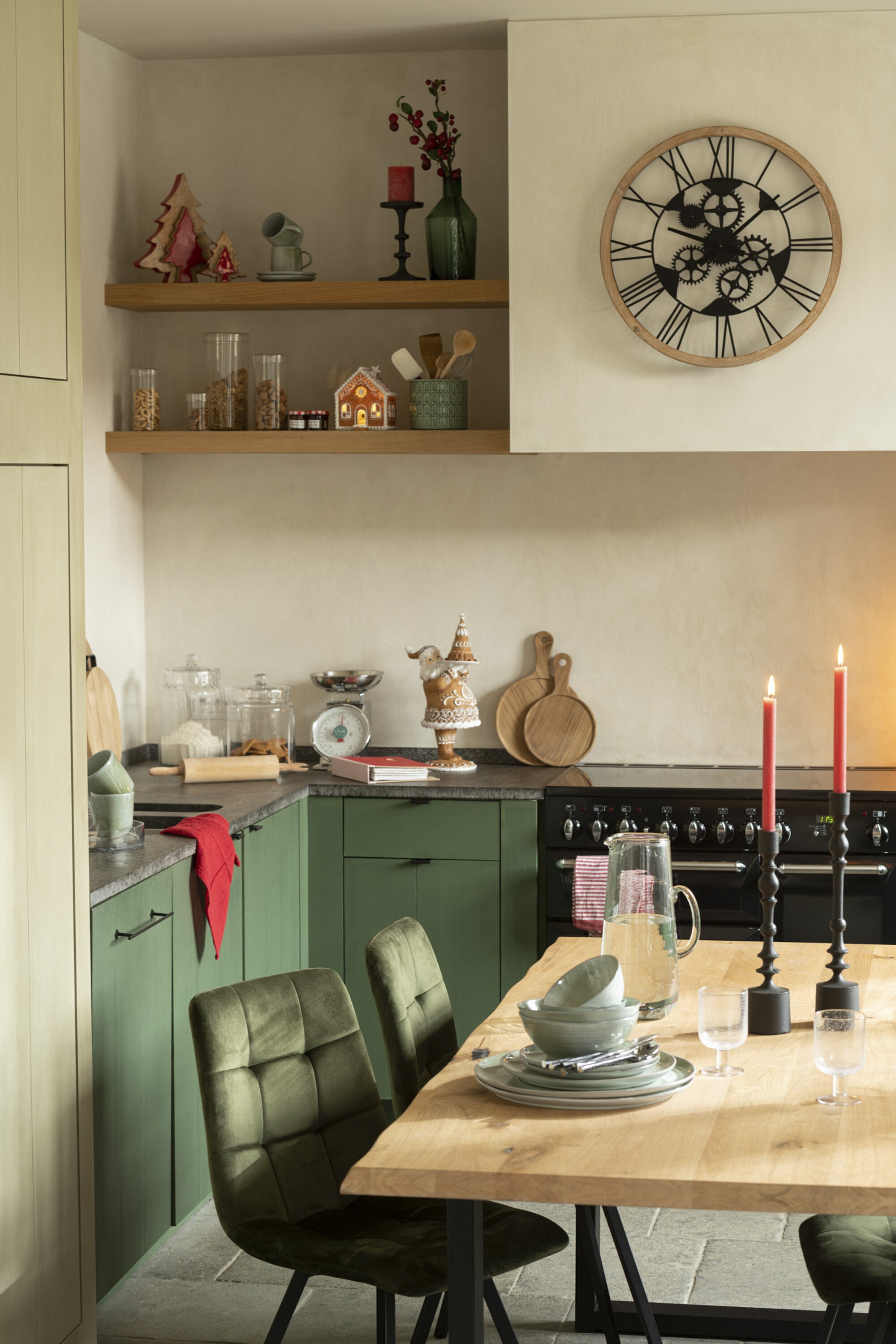 Wandklok Romeinse Cijfers van J-Line – Metaal – Zwart – Small (Ø60 cm)