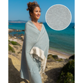 Samimi Manolia Luxe Hamamdoek Beige/Turquoise 180x100 cm