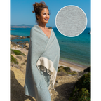 Samimi Manolia Luxe Hamamdoek Beige/Turquoise 180x100 cm