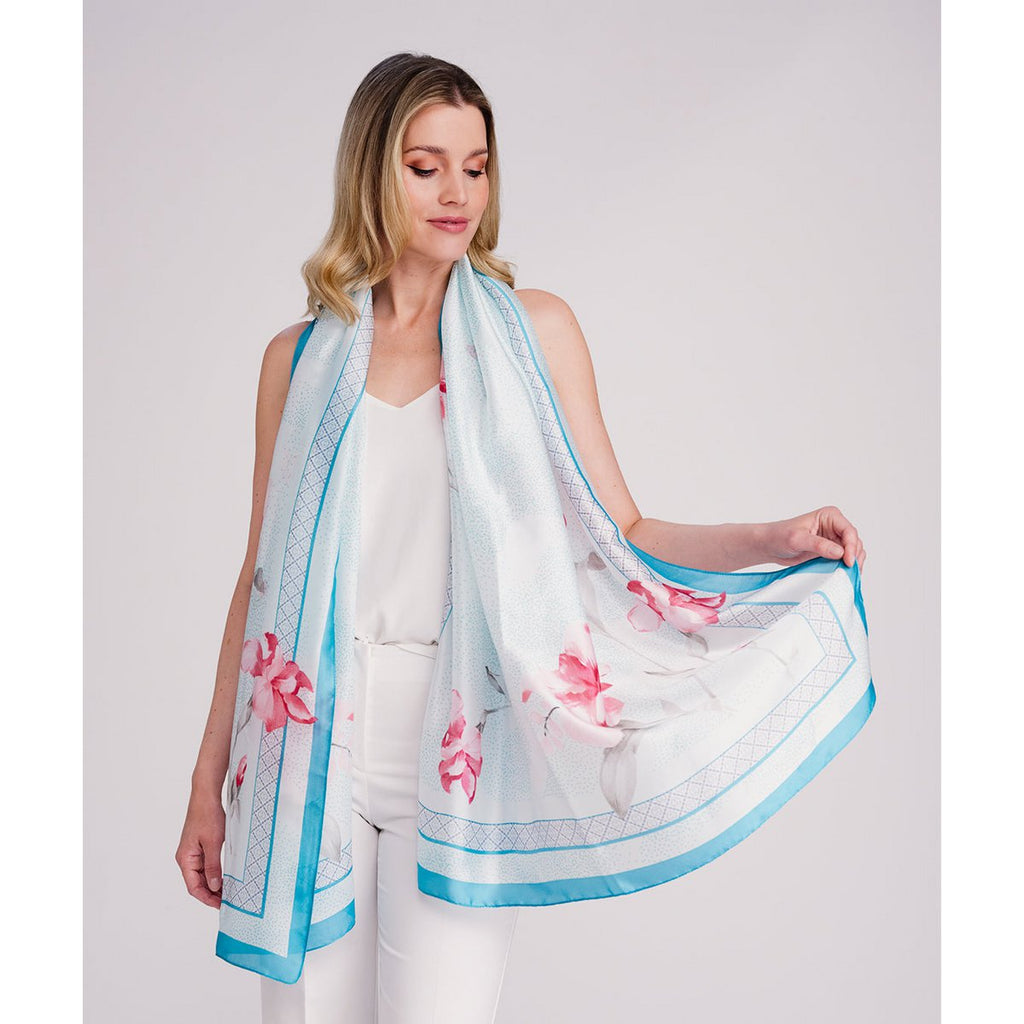 Pia Rossini Libbie Satijnzijden Sjaal Blauw – afbeelding 2