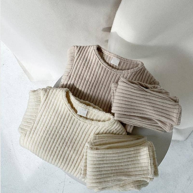 Roomkleurig Biologisch Katoenen Set – Legging & Longsleeve