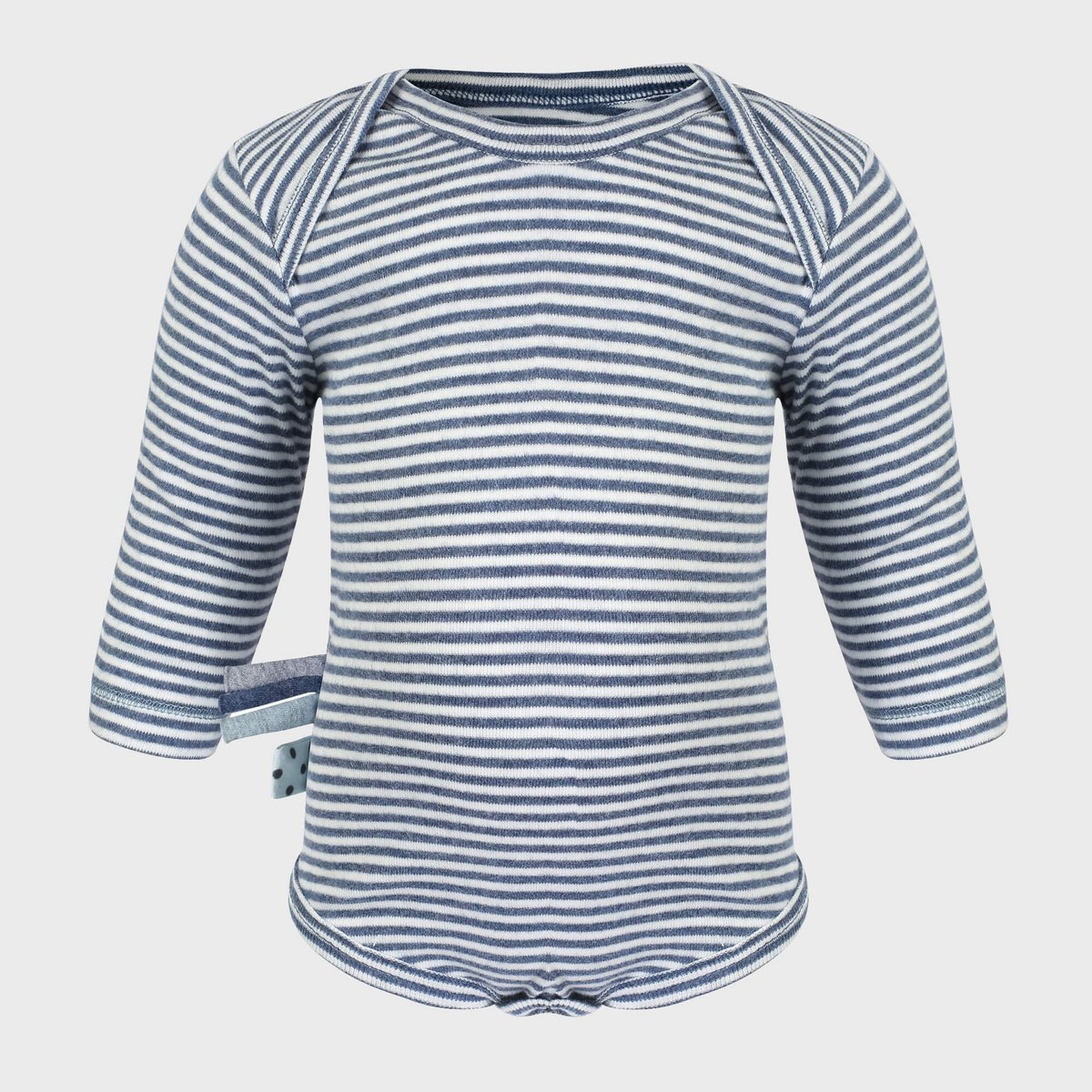 Biologische babyromper met lange mouwen – indigo gestreept