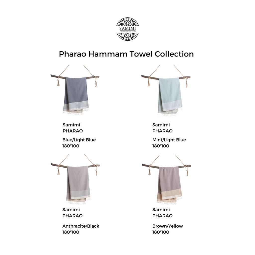 Samimi Pharao Luxe Hamamdoek Antraciet/Zwart 180x100 cm