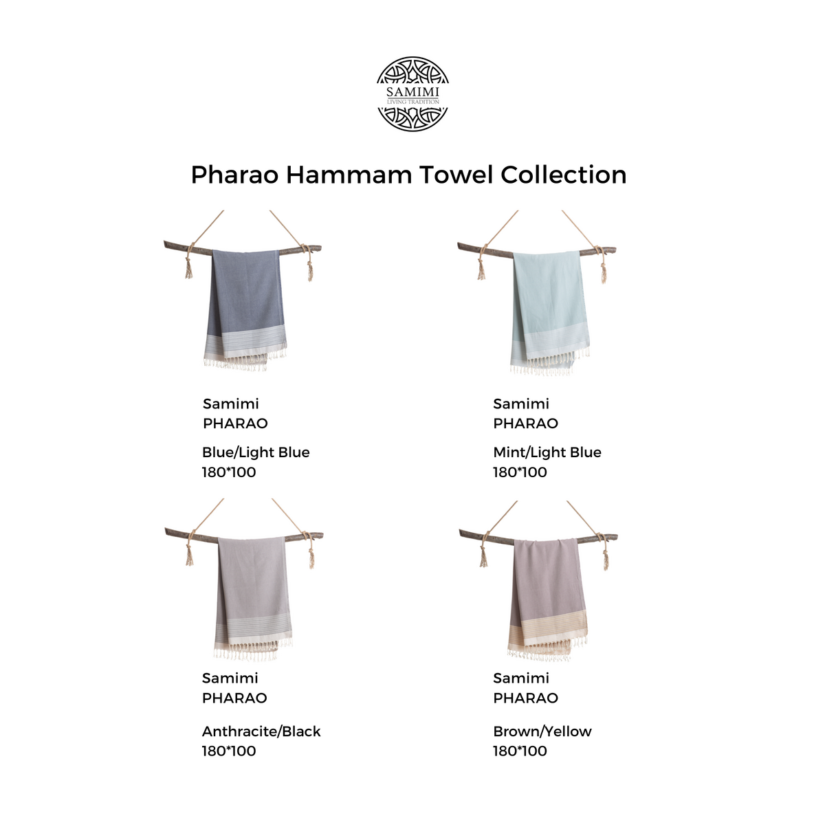 Samimi Pharao Luxe Hamamdoek Antraciet/Zwart 180x100 cm