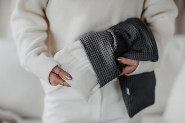 Warmtesjaal antraciet grof – 70 cm | Biologisch lijnzaad