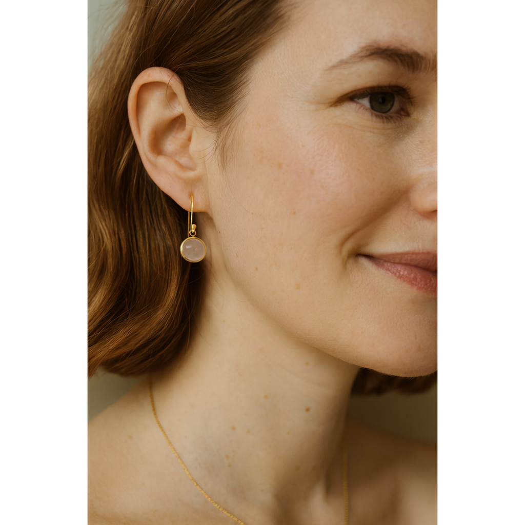 Noa Oorbellen met Roze Chalcedoon – Verguld Sterling Zilver