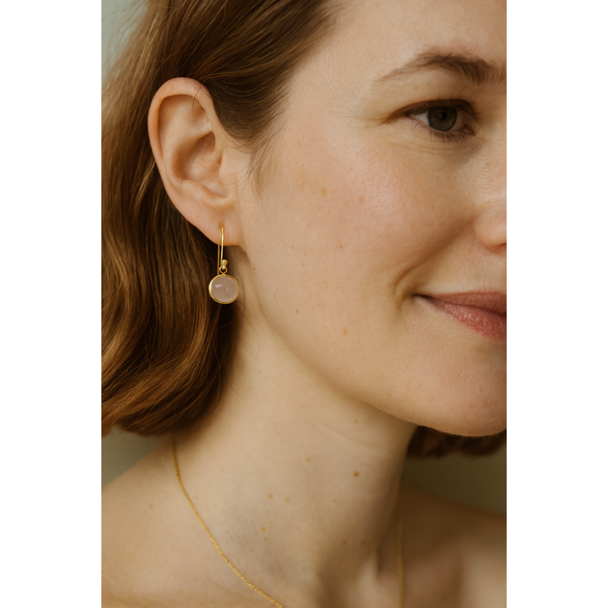 Noa Oorbellen met Roze Chalcedoon – Verguld Sterling Zilver