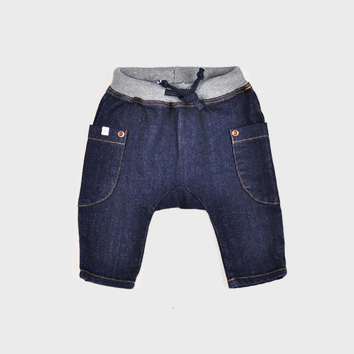 Biologische denim harembroek voor baby’s – blauw