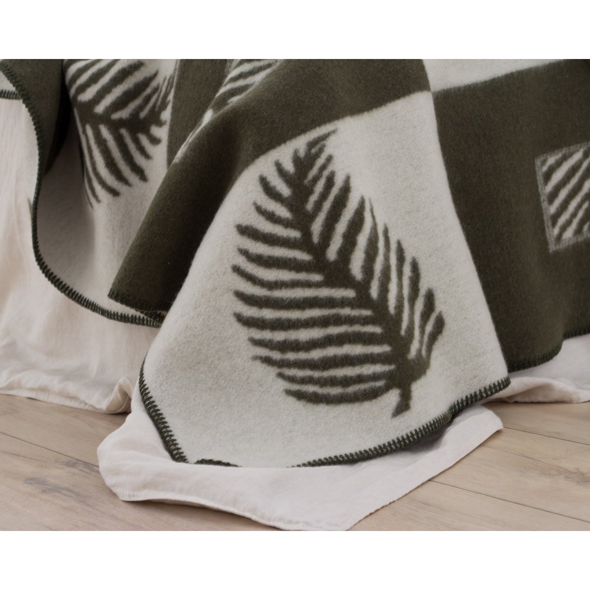 Luxe Merinowollen Beddeken LEAF – Groen