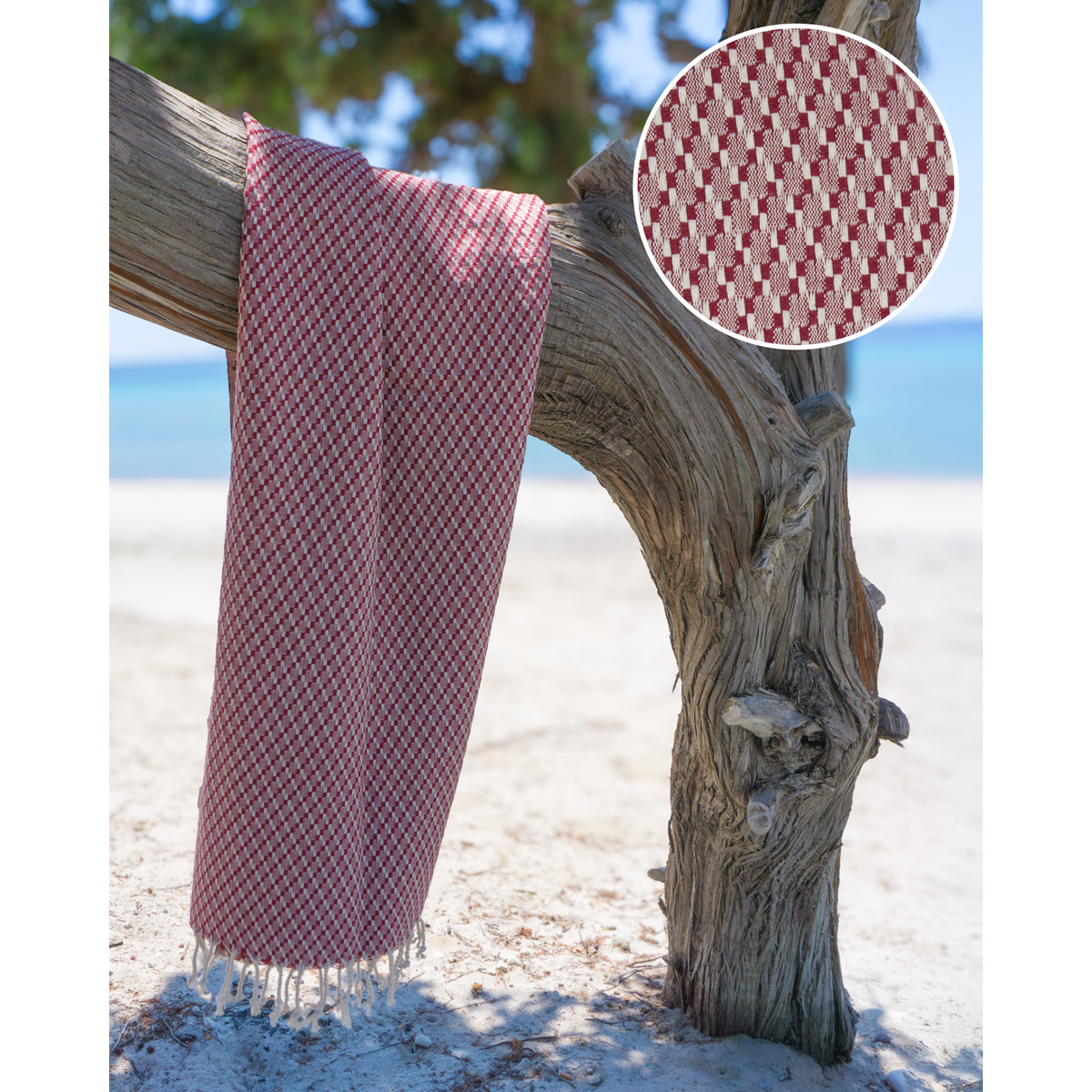 Samimi Noosa Luxe Hamamdoek Rood 180x100 cm