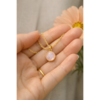 CAT Ketting met Roze Chalcedoon 44 cm – Verguld Sterling Zilver