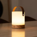 Avery Lichtbruine Oplaadbare Tafellamp – Hout & leer in harmonie