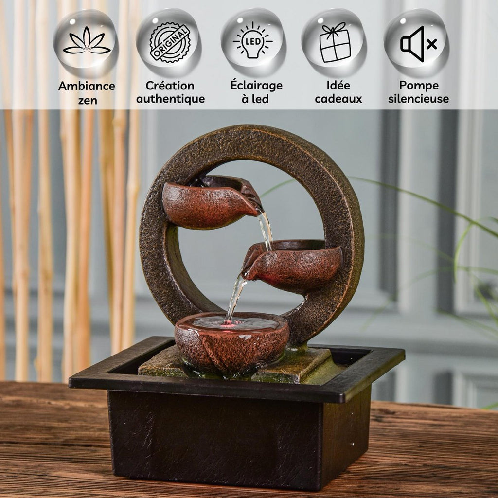 Binnenfontein - Terai - Zen Decor Idee - Kleurrijk ledlicht - Waterstroomcascade - Ontspannend sfeercadeau