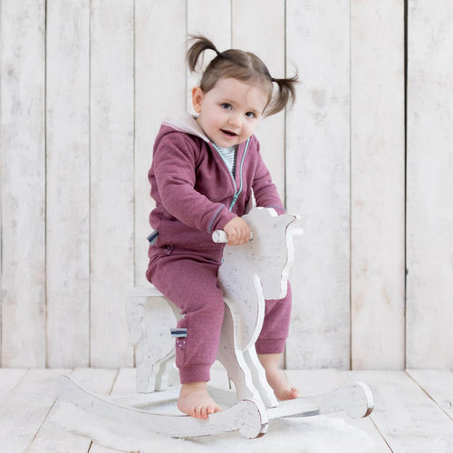 Biologisch babyjack met capuchon – bordeaux melange