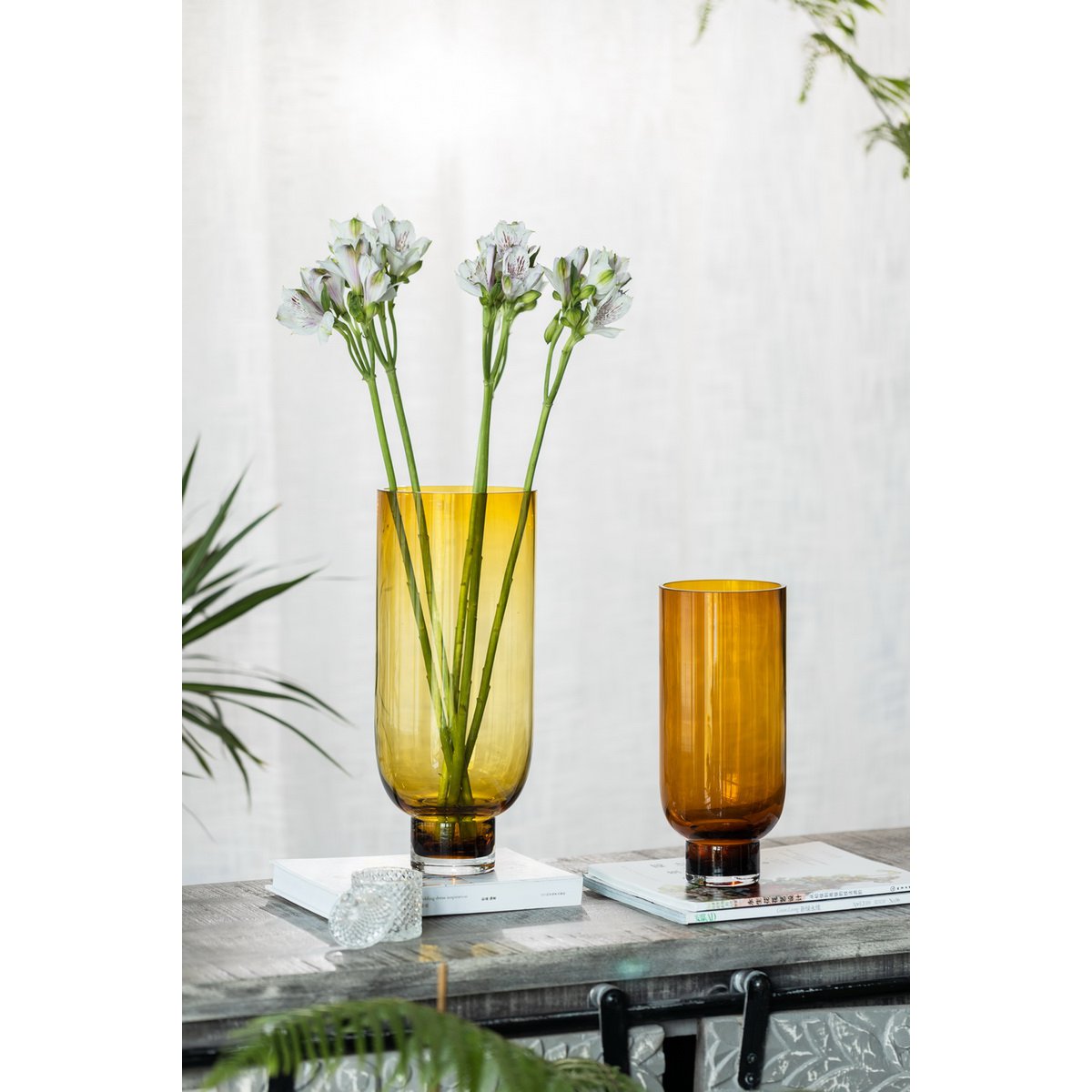 Luxe Designvaas OMAHA 36 – Amber | Tijdloze Cilindrische Elegantie