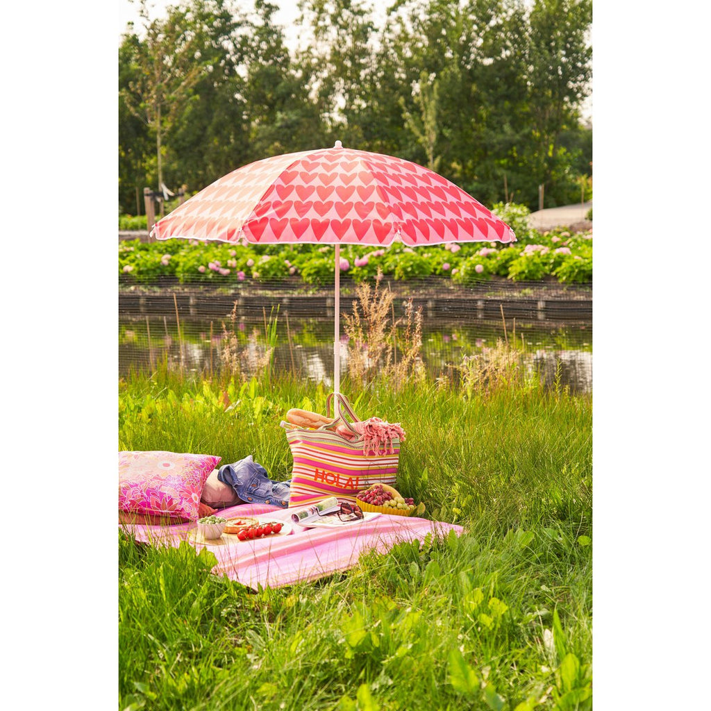 Strandparasol Hartjesprint Roze – Ø 160 cm
