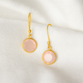 Cat Oorbellen met Roze Chalcedoon – Verguld Sterling Zilver